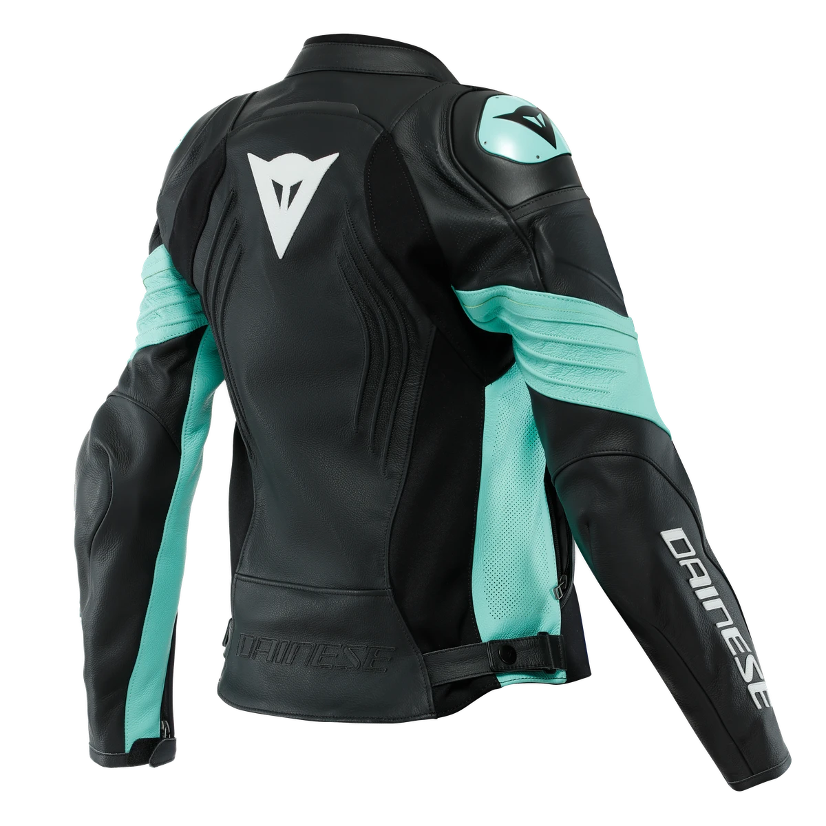 Dainese Racing 4 Lady Leather Jacket Perf. Black Acqua Green 2 Dainese Racing 4 Lady Leather Jacket Perf. Black Acqua Green - Afbeelding 2