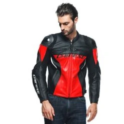 Dainese Racing 4 Leather Jacket Lava Red Black