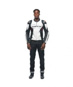 Dainese Racing 4 Leren Motorjas Weiss/Schwarz
