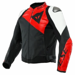 Dainese Sportiva Leather Jacket Black/Lava-Red/White