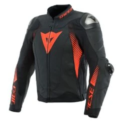 Dainese Super Speed 4 Leather Jacket Black Matt Fluo Red -Dainese dainese super speed 4 leather jacket black matt fluo red motorcycle jacket 1