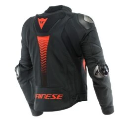 Dainese Super Speed 4 Leather Jacket Black Matt Fluo Red -Dainese dainese super speed 4 leather jacket black matt fluo red motorcycle jacket 2