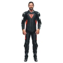 Dainese Tosa 1 Pcs Leather Suit Perf Black Fluo Red White -Dainese dainese tosa 1 pcs leather suit perf black fluo red white 3