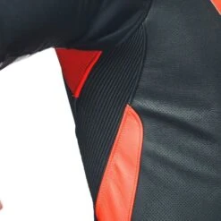 Dainese Tosa 1 Pcs Leather Suit Perf Black Fluo Red White