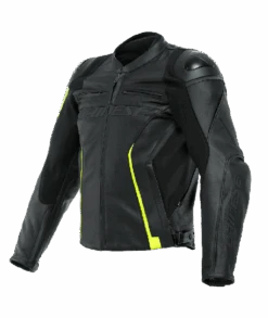 Dainese VR46 Curb Leren Motorjas Schwarz/Fluo-Gelb